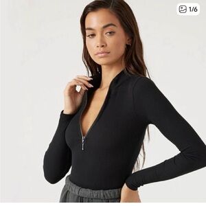 Joah Brown Black Zippered Long Sleeve Shirt